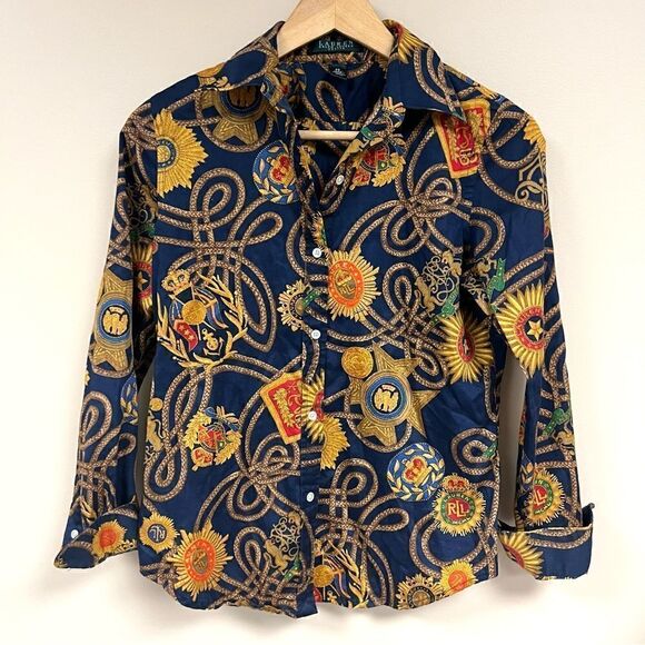 - Ralph Lauren navy with crests button down size S/P - Picture 1 of 7